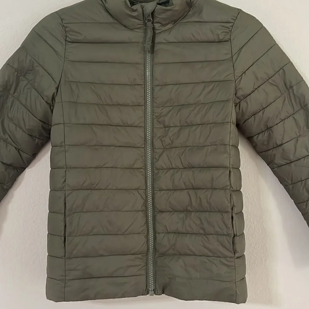 Lands End Kids Olive Green Puffer Winter windbreaker Jacket Youth Small/ 8